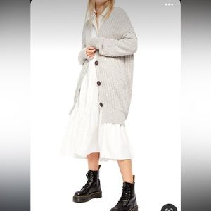 Free People sunset drive slub cardigan XS grey long sleeve sweater top